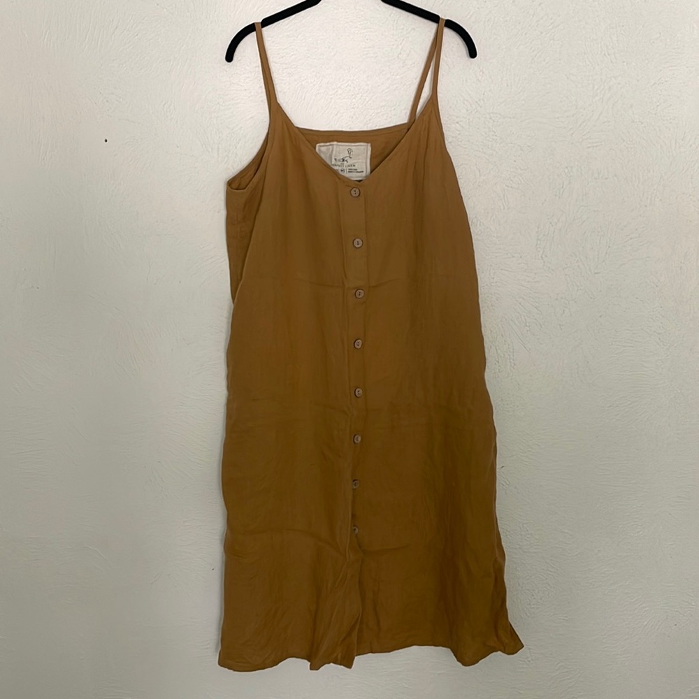 NotPerfectLinen Slip Dress with Buttons in Saffron, ML